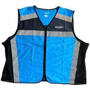 Amazon High Visibility Vest Full Zip Reflective Size 4XL 5XL Mesh Sides Pockets